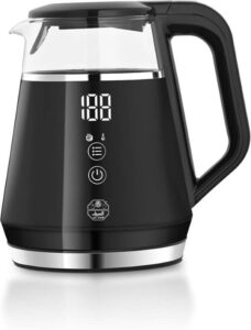 ALSAIF Hanah 1100W Electric glass kettle a digital screen 1 liter E03235 - احسن غلاية ماء