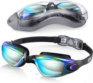 Aegend Swimming Goggles, Mirrored Swim Goggles No Leaking Anti Fog UV Protection Triathlon Swim Goggles - افضل نوع نظارات سباحة