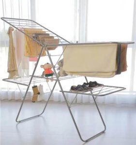 Al-Mufarrej Housewares 2-Shelves Galvanised Steel Laundry Drying Rack Silver - افضل نوع منشر غسيل