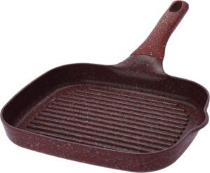 Al Saif Non-Stick Aluminum Grill Pan 24Cm Red Granite - افضل مقلاة للستيك