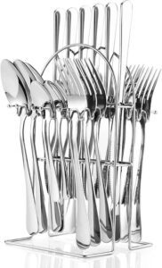 Arabest Silverware Set Tableware 24 Piece Flatware Set With Stand Set for 6