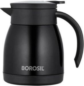 BOROSIL VACUUM INSULATED STAINLESS STEEL TEAPOT FLASK VACUUM INSULATED COFFEE POT BLACK 500ML - أفضل أنواع ترمس الشاي