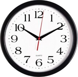 Bernhard Products Black Wall Clock Silent Non Ticking 10 Inch Quality Quartz Battery Operated - افضل ساعة حائط