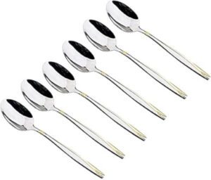 Bister Dinner Spoon With Mirror Polish Stainless Steel Smooth Edge Modern Design Silverware Set Of- 6