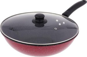 Bister Non-Stick Frying Pan Granite Work & Glass Cover for Cooking Saute Vegetables Steaks Easy Cleaning