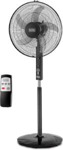 Black+Decker Stand Fan 3 Speed With Remote Control Wide Oscillation 5As Fs1620R-B5