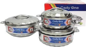 Cady One Stainless Steel Thermal Food Container Set of 3 Pieces 1000ml 1500ml 2500ml CY123