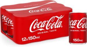 Coca-Cola Original Taste Carbonated Soft Drink Can 150ml pack of 12