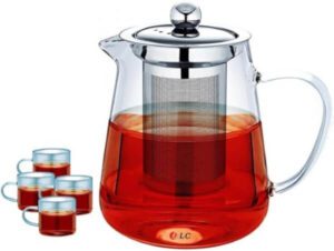 D LC Glass Teapot with Stainless Steel Infuser & Lid 950mL - افضل براد شاي