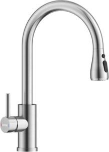 DAYONE Kitchen Faucet Mixer with Pull Down Sprayer Brushed Nickel Kitchen Tap with 3 Water Modes for Sink - افضل صنبور للمطبخ