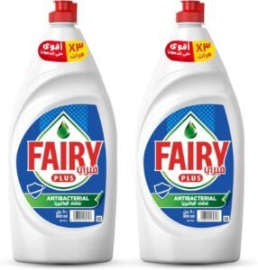 Fairy Plus Antibacterial Dishwashing Liquid Soap with alternative power to bleach 2x800 ml - افضل سائل غسيل الصحون