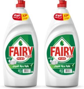 Fairy Plus Fruity Green Dishwashing Liquid Soap With Alternative Power To Bleach 2x800ml - افضل سائل صحون