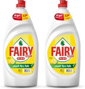 Fairy Plus Lemon Dishwashing Liquid Soap with alternative power to bleach 2x800 ml - افضل سائل صحون