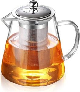 Glass Teapot with Infuser Tea Pot 32oz-43oz Tea Kettle Stovetop Safe Blooming