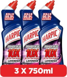 Harpic Powerplus Toilet Cleaner Liquid Lavender 750ml 2+1 FREE - اقوى منظف مراحيض