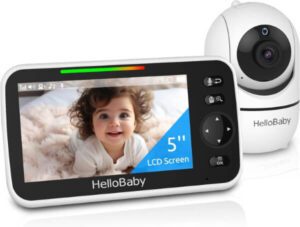 HelloBaby Upgrade Baby Monitor 5 Screen with 30-Hour Battery Pan-Tilt-Zoom Video Baby Monitor - افضل جهاز مراقبة الطفل