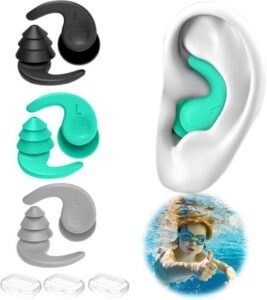 Kids Swimming Ear Plugs 3 Pairs Waterproof Reusable Silicone Child Swim Earplugs 