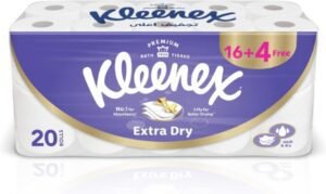 Kleenex Extra Dry Toilet Tissue Paper, 3 PLY, 20 Rolls x 140 Sheets, Embossed Bathroom Tissue with Superior Absorbency - افضل مناديل حمام