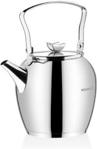 Korkmaz Butterfly Teapot 2.3 Liter Capacity Silver Standard KA-026 - افضل براد شاي