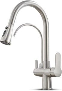 MENATT Filter Kitchen Faucet with Drinking Water Faucet High Arc Pull Down 3-Way Kitchen Faucet