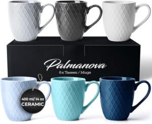 MIAMIO – 6 x 400ml Coffee mug set-mug Modern ceramic mug Matt Coffee mug large - افضل انواع فناجين القهوة