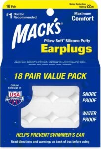 Mack's Pillow Soft Silicone Earplugs 18 Pair The Original Moldable Silicone Putty Ear Plugs for Sleeping - افضل سدادة اذن للسباحة