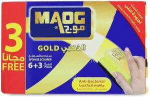 Maog Gold Sponge With Scourer 9 Pcs - افضل اسفنج مواعين