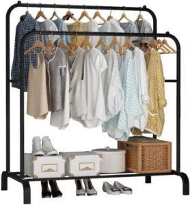 Monoptilon Clothes Rack with Double Rods 110cm Black - افضل علاقات ملابس