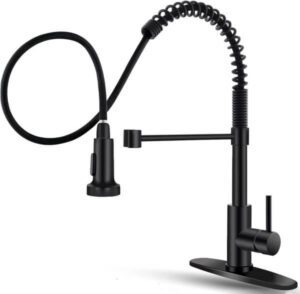 OWOFAN Black Kitchen Faucet with Pull Down Sprayer Stainless Steel - افضل صنبور للمطبخ