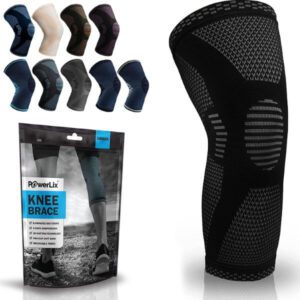 POWERLIX (Small, Black) Knee Compression Sleeve Best Knee Brace - افضل دعامة الركبة