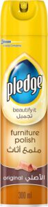 Pledge Furniture Polish and Cleaner Spray Original Dust-Removing Unscented 300ml - افضل ملمع للابواب الخشب