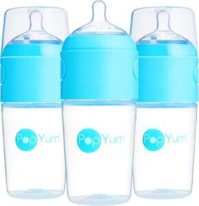 PopYum 9 oz Blue Anti-Colic Formula Making-Mixing-Dispenser Baby Bottles 3-Pack - افضل نوع رضاعة اطفال