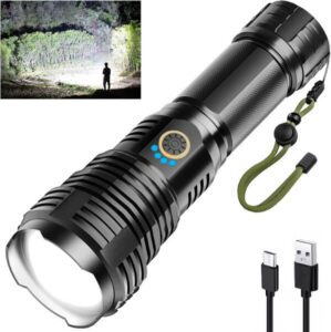 Rechargeable Flashlights 900000 High Lumens High Power Led Flashlight XHP70.2 Powerful Tactical Flashlight with Zoomable