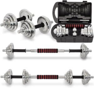 SKY LAND Fitness Adjustable Dumbbell and Barbell Set Cast Iron with Connector Bar-Strength Training