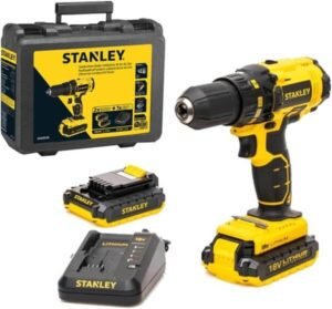 STANLEY Cordless Drill Driver with Kitbox 18V 1.5Ah 2 x Li-Ion Battery SCD20S2K-B5 - افضل انواع دريل لاسلكي