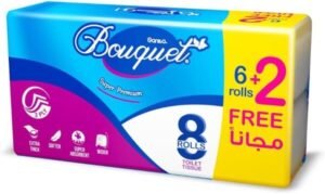 Sanita Bouquet Toilet Paper, 3Ply, 6+2 Rolls - White
