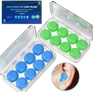 T NEWFUN Ear Plugs for Sleeping Swimming 8 Pair Reusable Silicone Moldable Noise Cancelling Earplugs for Shooting Range