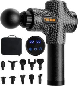 TMANLAX Massage Gun Deep Tissue Massager Handheld Percussion Massager with 10 Different Massage Heads 30 Speeds