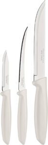 Tramontina Plenus 3 Pieces Knife Set with Stainless Steel Blade and White Polypropylene Handle - افضل سكين