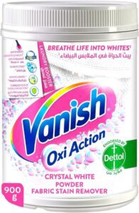 Vanish Oxi Action Crystal White Fabric Stain Remover Powder with Scoop 900g - افضل مسحوق غسيل