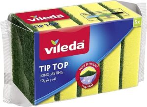 Vileda Tiptop Dishwashing Sponge 5 Pieces Mid Foam Scourer for tough dirt