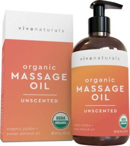 Viva Naturals Certified Organic Massage Oil Derived and Non-Greasy Unscented Massage Oil - افضل انواع الزيوت لعمل المساج